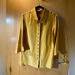 Women's Staples Silk/Linen Mustard Button Down Tunic- Size M